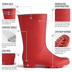 HISEA Women Rubber Boots Waterproof Wide Calf Rain