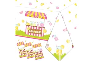 CMUSKO Lemon Tablecloth, 3Pcs Lemonade Table Cloth, Rectangle Plastic Lemon Party Table Cover, Disposable Lemon Table Cloth for Lemon Themed Birthday Party Baby Shower Supplies, 108 x 180 cm