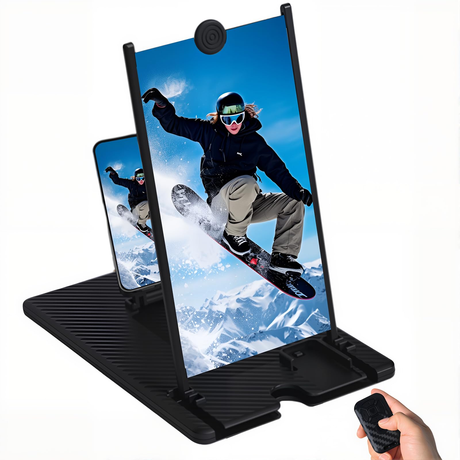 Photo 1 of 14" Screen Magnifier for Cell Phone with Bluetooth Remote,3D HD Magnifing Screen Enlarger Projector for Movies Videos Gaming,Foldable Phone Stand Holder with Screen Amplifier Fits All Smartphones