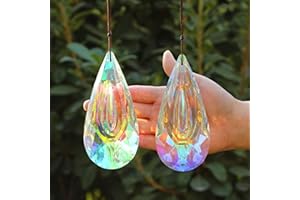 HYBEADS 120mm Crystal Suncatcher, 2 Pack Large Prism Sun Catchers Windows Hanging Ornaments Rainbow Maker Pendant Indoor Outdoor Garden Chandelier Birthday Wedding Party Valentines Day Gifts for Women
