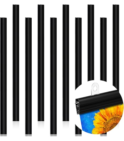 GRIRIW 10pcs Clear PVC Poster Hanger Frames - 15.6 Inch Hanging Rails For Posters, Signs, Maps & Banners