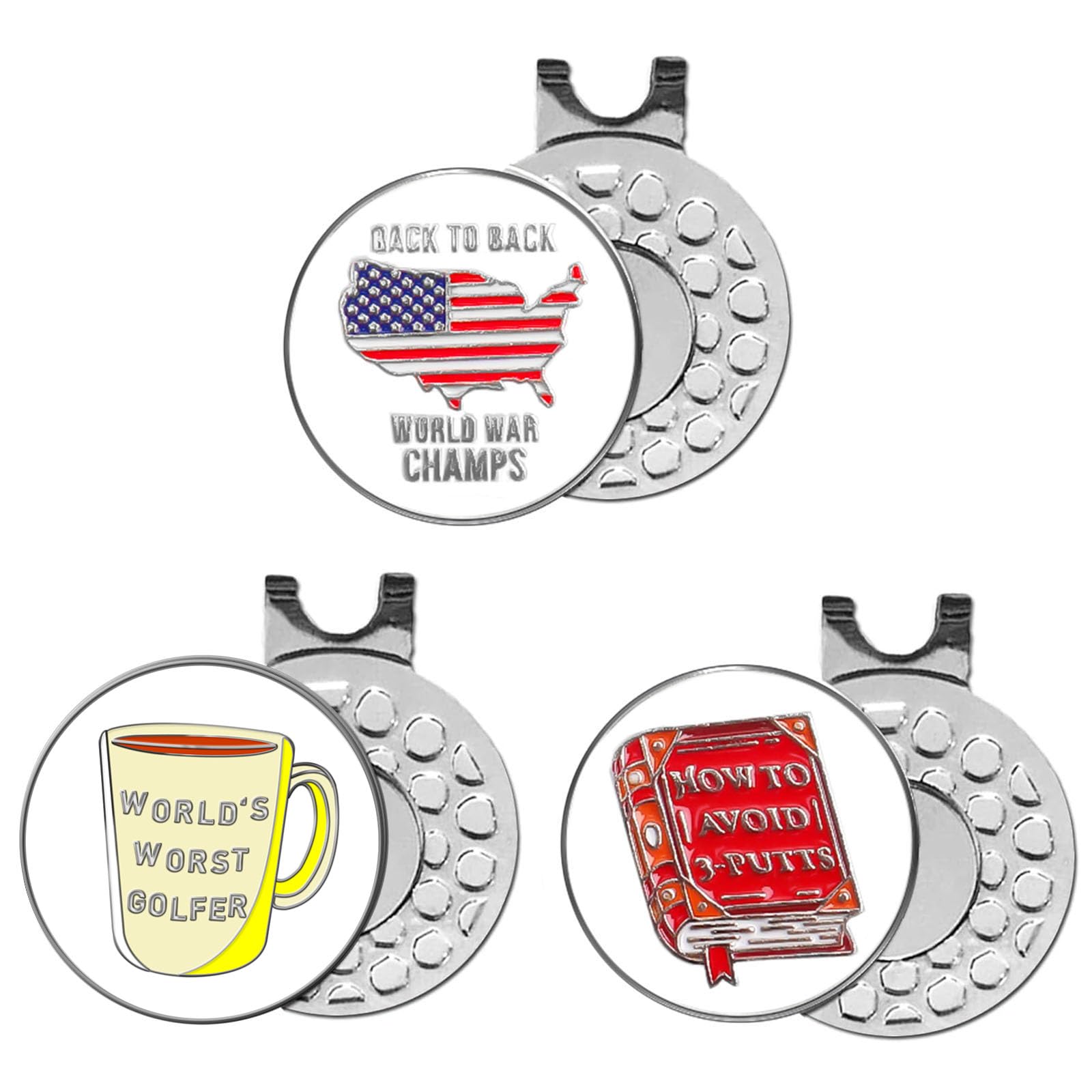FINGER TEN Golf Ball Marker with Hat Clip Markers