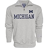 Blue 84 Men's Michigan Wolverines Quarter Zip Sweatshirt Grey, Grey, Large