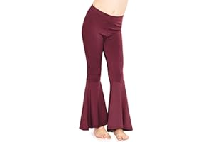 STRETCH IS COMFORT Girls Stretch Bell Bottoms Flare Pants Little | Big Kid Ruffle Bootcut Leggings | Sizes 2-14