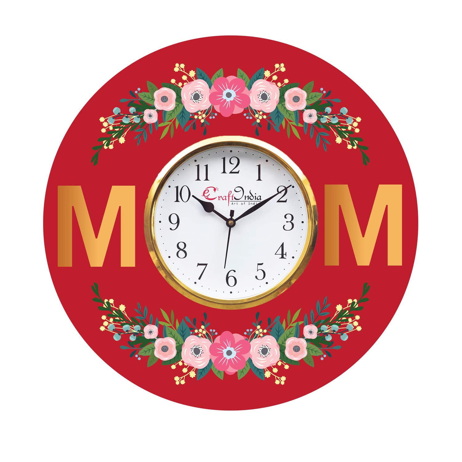Buy eCraftIndia Round Wooden Mom and Mother Theme Wall Clock (35.5 cm x