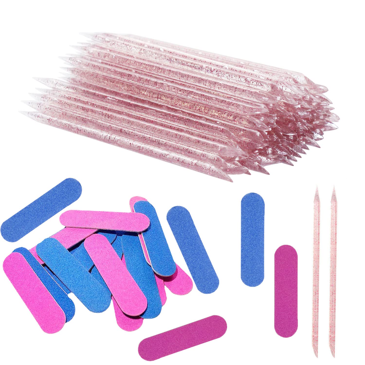 Photo 1 of 100 PCS Nail Sticks, 100 PCS Mini Nail Files Double Sided Nail Buffer, Nail Care Sticks, Cuticle Manicure and Pedicure Stick for Fingernail, Cleaning Cuticle Stick - Pink