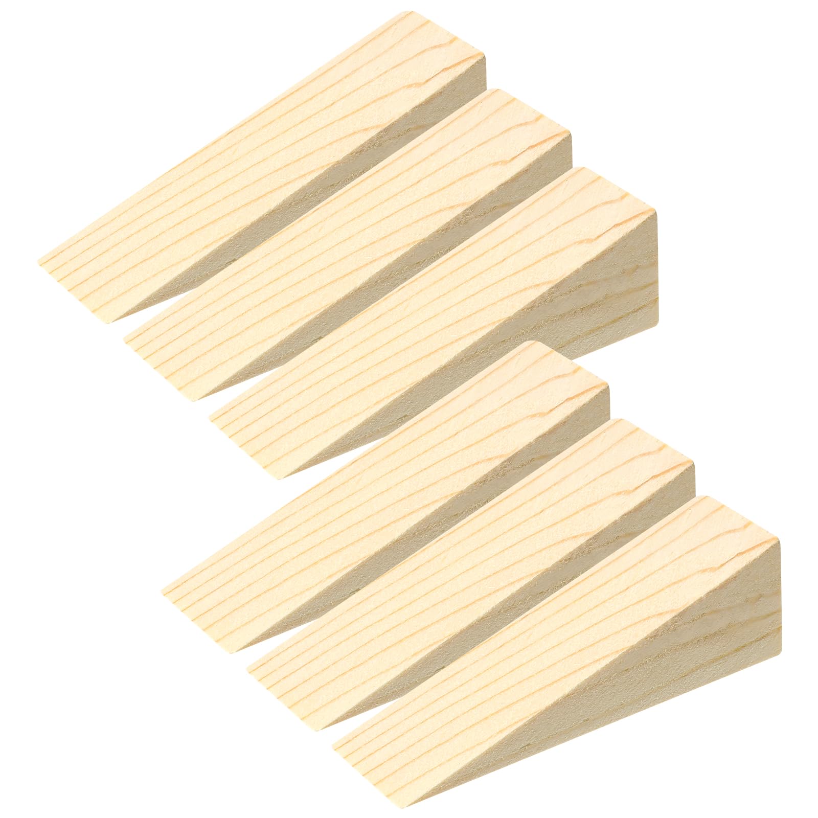 Photo 1 of 6 Pcs Wooden Door Stopper Shims - Non-Slip, Triangle, Fit for Bottom of Door on Tile, Concrete, Carpet, Wooden Floor
