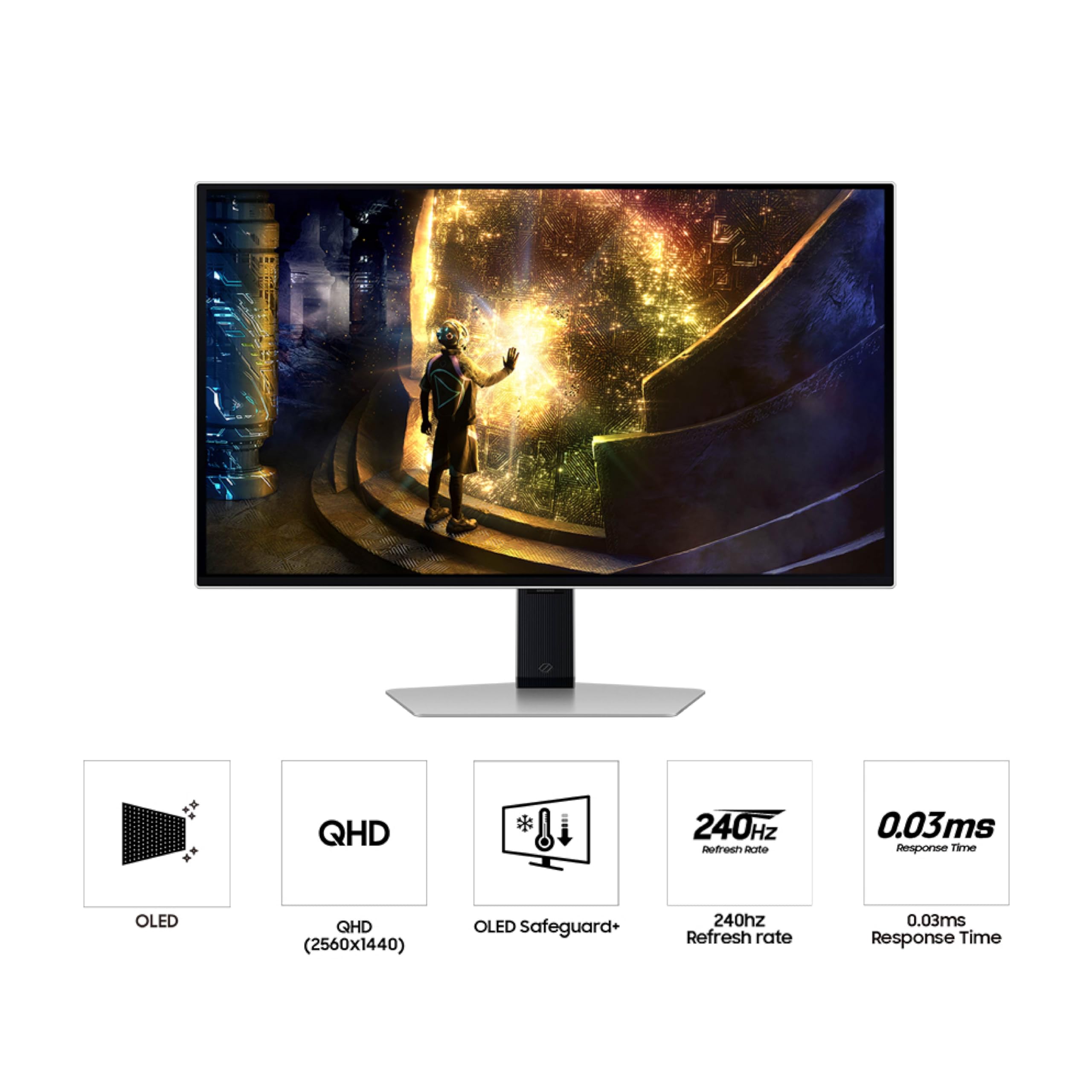 Samsung 27” Odyssey OLED G6 (G61SD) QHD & QD-OLED 240Hz 0.03ms FreeSync Premium Pro Gaming Monitor with Sleek Metal Design, 3 Year Warranty, US, LS27DG610SNXZA