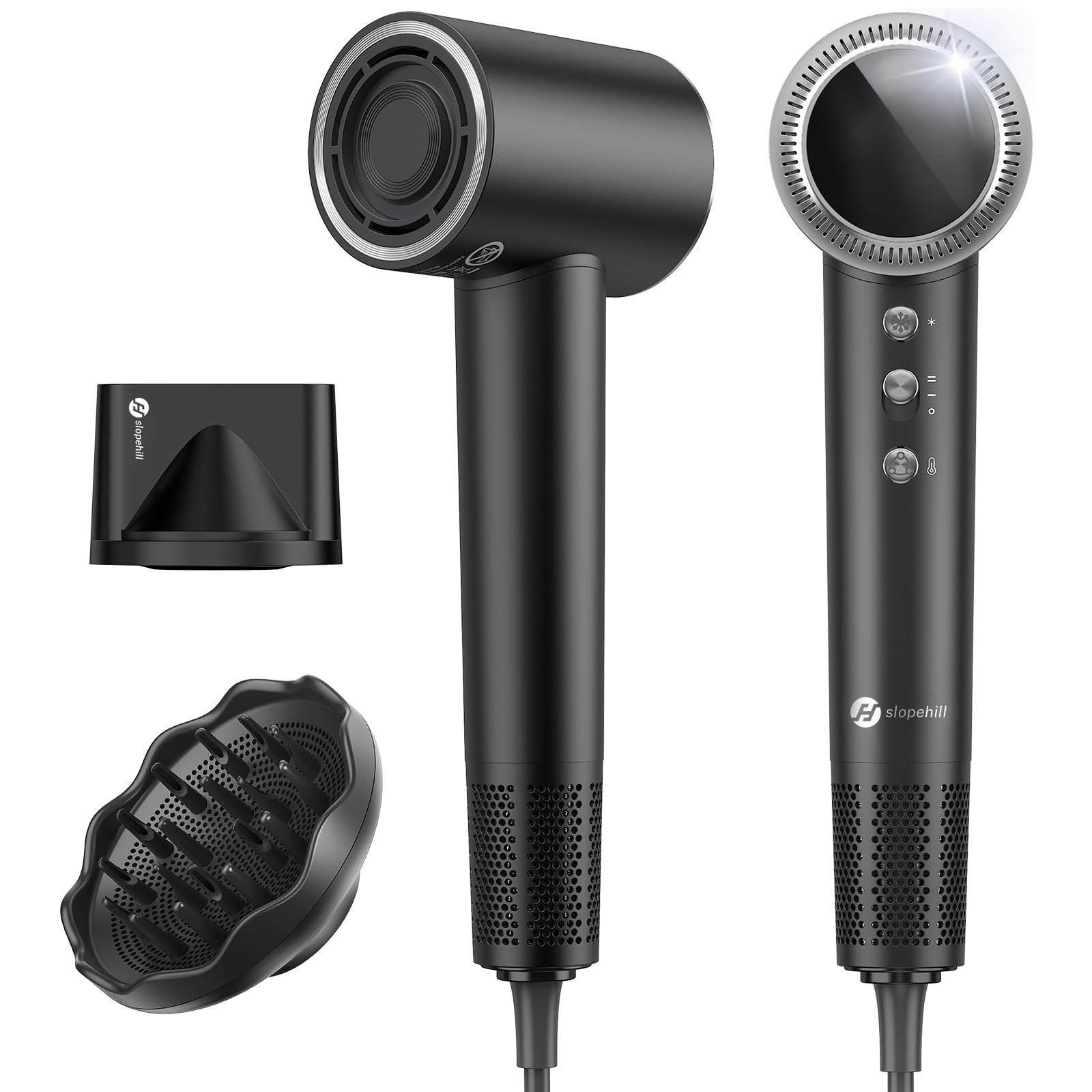 Photo 1 of slopehill Hair Dryer - 110,000 RPM High-Velocity Fast Drying + Low Noise + Lightweight + Intelligent Temperature Control Hair Care for Home, Salon and Travel (Dark Black)