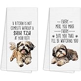 EGBTL Funny Shih Tzu Dog Kitchen Towels Set of 2, Shih Tzu Gifts for Women Hand Towels for Bathroom Decor, Dog Lovers Mom Gifts Dishcloths Dish Towel for Kitchen, 16x24 Inches