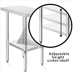 KUTLER Stainless Steel Table 30 x 12 Inches, NSF