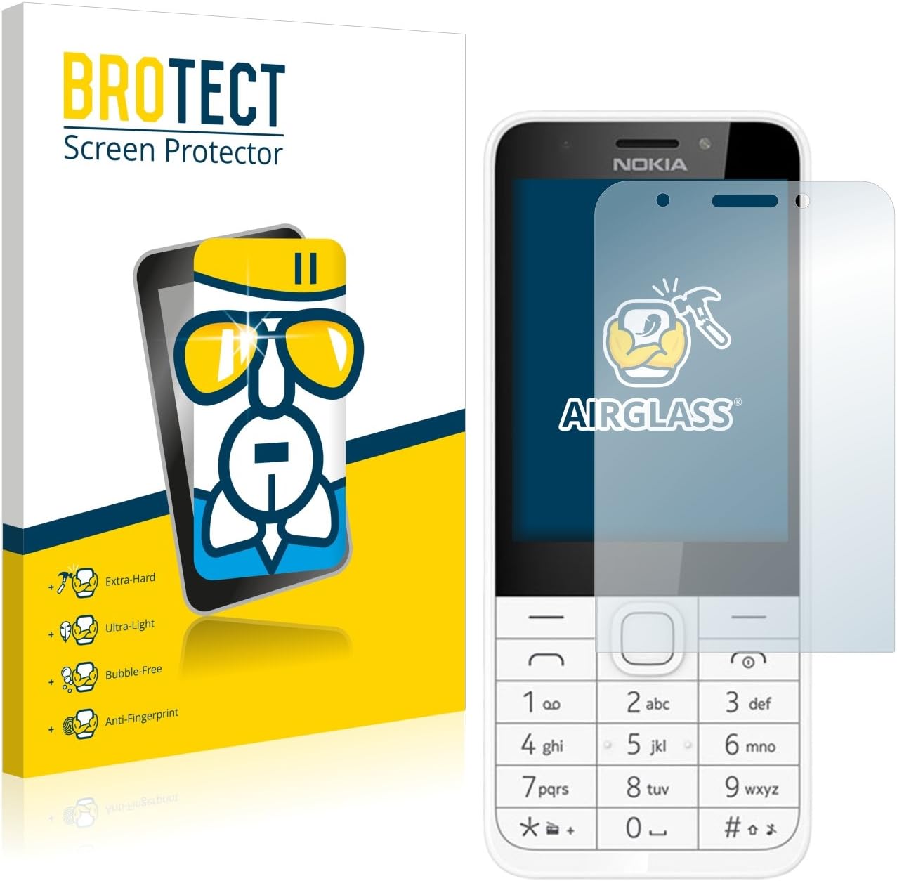 brotect Glass Screen Protector Film compatible with Nokia 230 - Glass-Foil 9H Protection [Scratch Resistant, High Clarity]