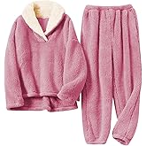 FSVABY Womens 2 Piece Fluffy Pajama Lounge Set Loose Pullover Pants Sleepwear with Pockets