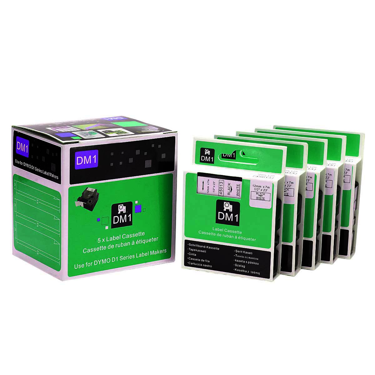 Great Quality Black on White Label Tape Compatible for DYMO D1 45013 S0720530