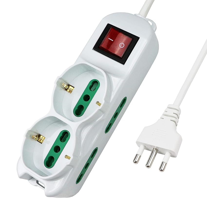 Extrastar Ciabatta Multipresa elettrica 6 Posti 2 polivalenti (schuko 10/16A)