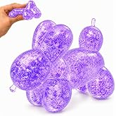 Puffwize Balloon Dog Squishy Toy, Soft Glitter Animal Squeeze Toy, Cute Sensory Dog Squishys for Desk Travel Everyday Play, Party Favors and Gifts(Purple)