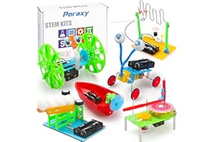 Poraxy 6 Set STEM Kits, Science Kits for Kids Age 5-7 8-12, DIY DC Motor Electric Robotic Experiments Circuit Building Projects, Toys for Ages 8-13, Gifts for 6 7 8 9 10 11 12 Year Old Boys and Girls