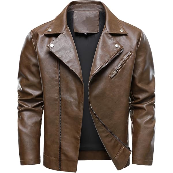 Mens Genuine Leather Motorcycle Jacket Stand Collar Pigskin