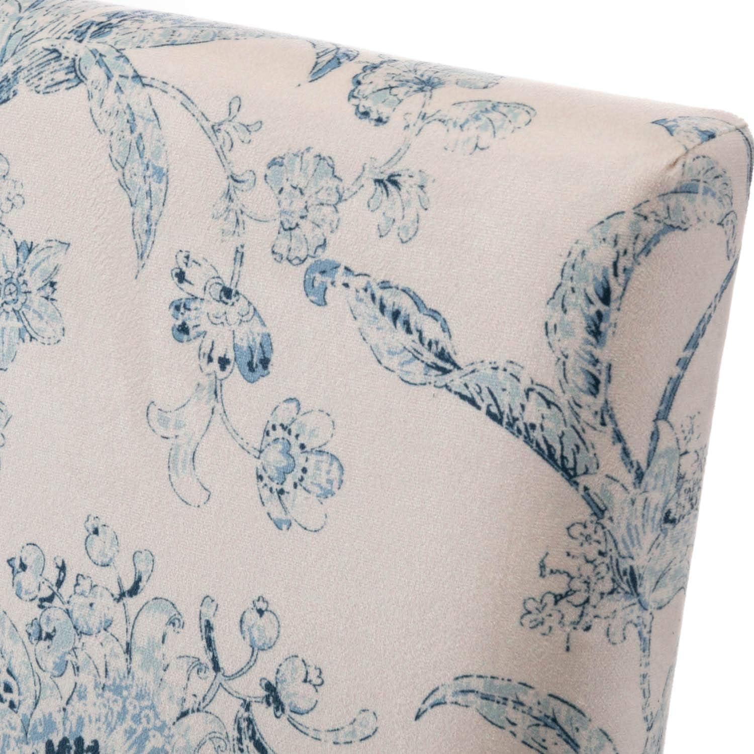 DininL Fur Dining Chair Kitchen Chairs Set of 2 Modern Dining Room Side Chairs Fabric Cushion Seat Back with Nailhead Trim (Flowers) - Chairs