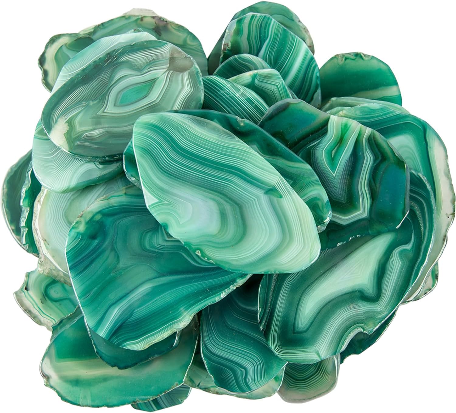 Indoor Fountains & Accessories - June&Ann Green Agate Light Table Slices, 10 Pcs Irregular Polished Agate Slab Cards Healing Crystals Geode Stones for Home Decoration & Jewelry Making