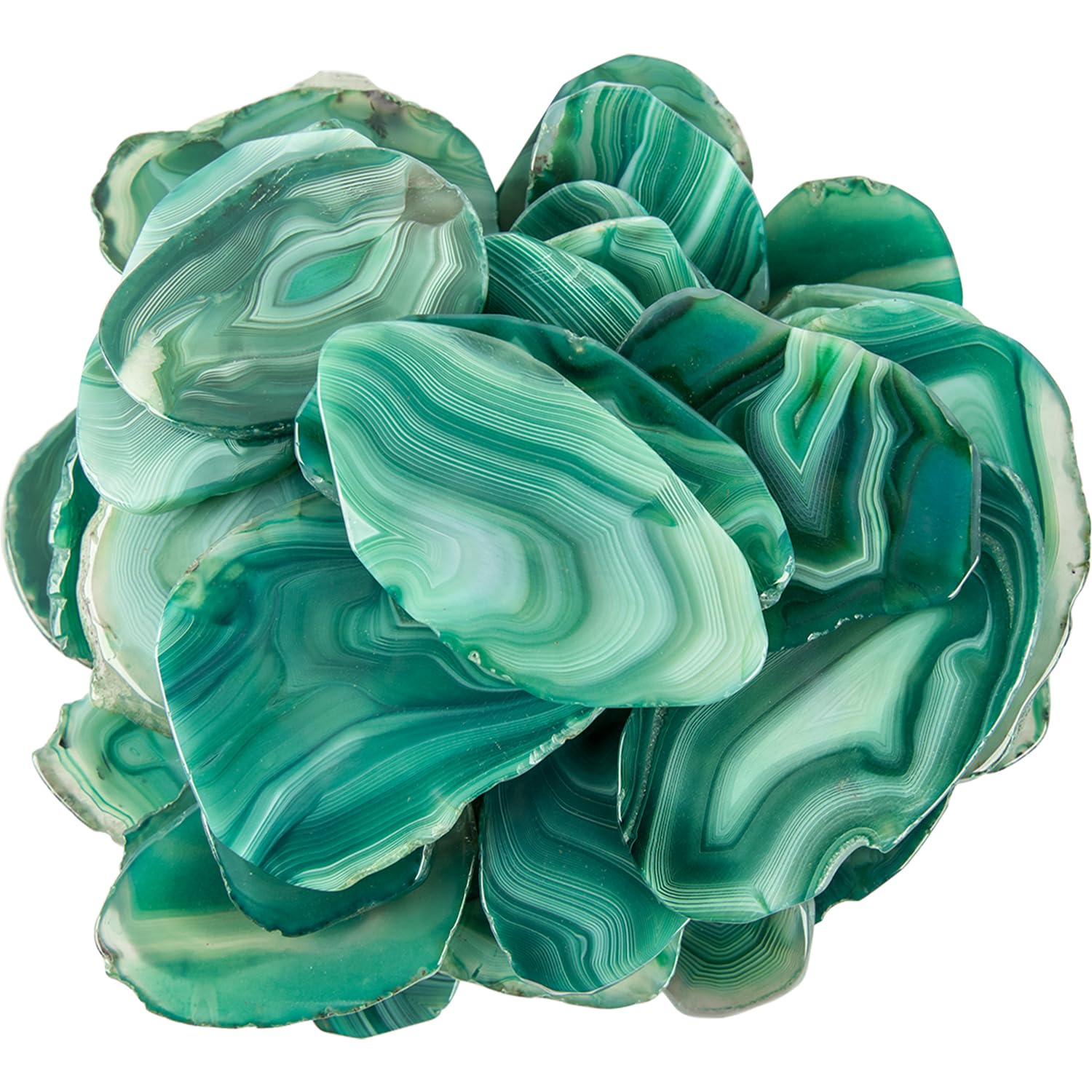 June&Ann Green Agate Light Table Slices,Large Size,approx. 3-4inch Length, 10 Pcs Irregular Polished Agate Slab Cards Healing Crystals Geode Stones for Home Decoration & Jewelry Making