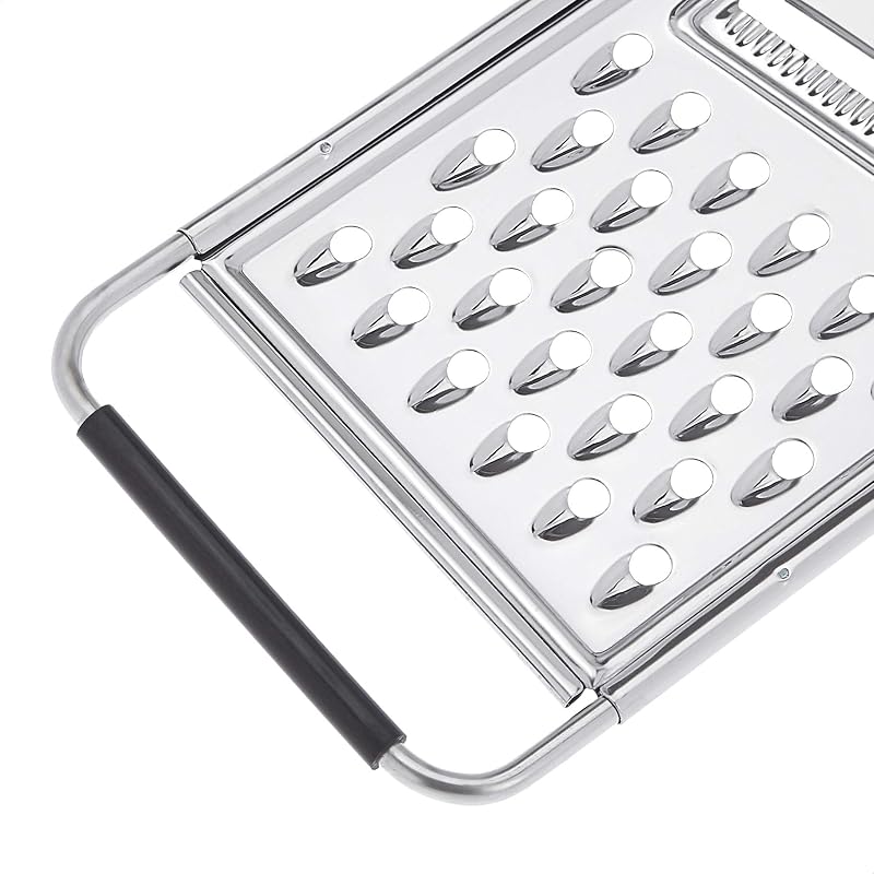 Râpe plate rectangulaire en acier inoxydable avec poignée et base antidérapantes, passe au lave-vaisselle, Noir
