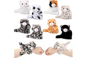 Liliful 8 Pack Kids Plush Gifts Stuffed Animal Cat Slap Bracelets, Operation Christmas 8 Inch Wrist Cute Snap Bracelet Birthday for Boys Girls Child Bulk Item Pet Adoption Party Favors(Kittens)