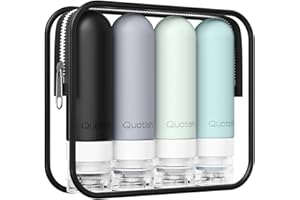 Quatish Travel Bottles for Toiletries, Original Patented Leak Proof Travel Size Toiletries, 3 oz Tsa Approved Silicone Shampoo and Conditioner Bottles, Travel Essentials, 4 Pack, Grey