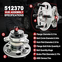 2Pcs 512370 Rear Wheel Bearing Hub Assembly