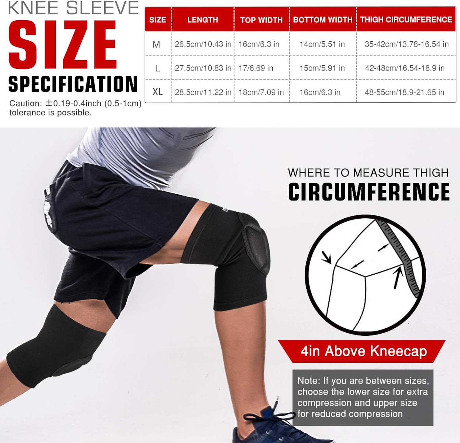 MoKo Knee Brace Support, Protective Volleyball Knee Pads, Professional Thick Sponge Compression Knee Sleeves for Dance Arthritis Joint Pain Relief Injury Recovery, Fit Men Women Youth, 1 Pair, Black : Clothing