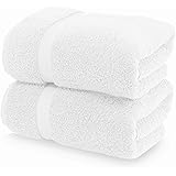 Luxury White Bath Towels Large - Circlet Egyptian Cotton | Highly Absorbent Hotel spa Collection Bathroom Towel | 30x56 Inch 