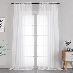 OVZME 2 Pack White Sheer Curtain Panels - 120
