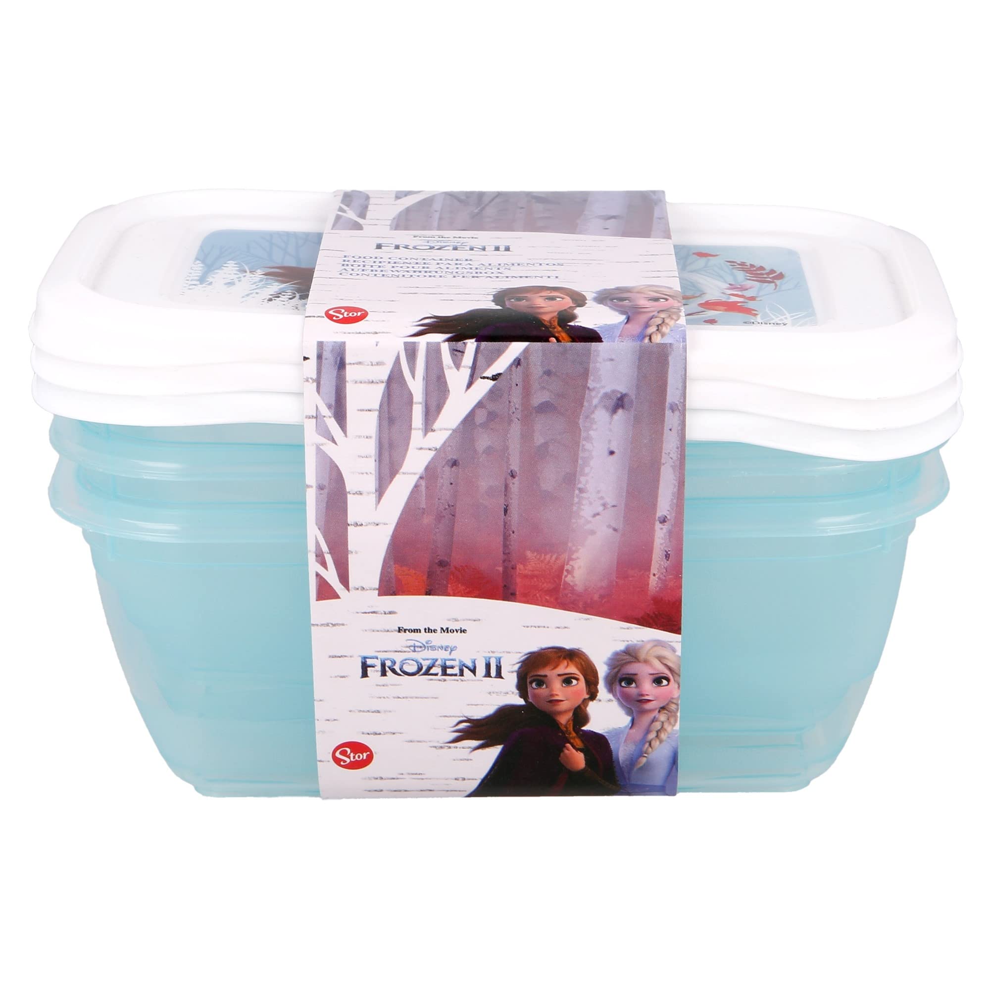 Stor 8412497111015Rectangular Snack Containers 3-Piece Set, Frozen Forest Blue