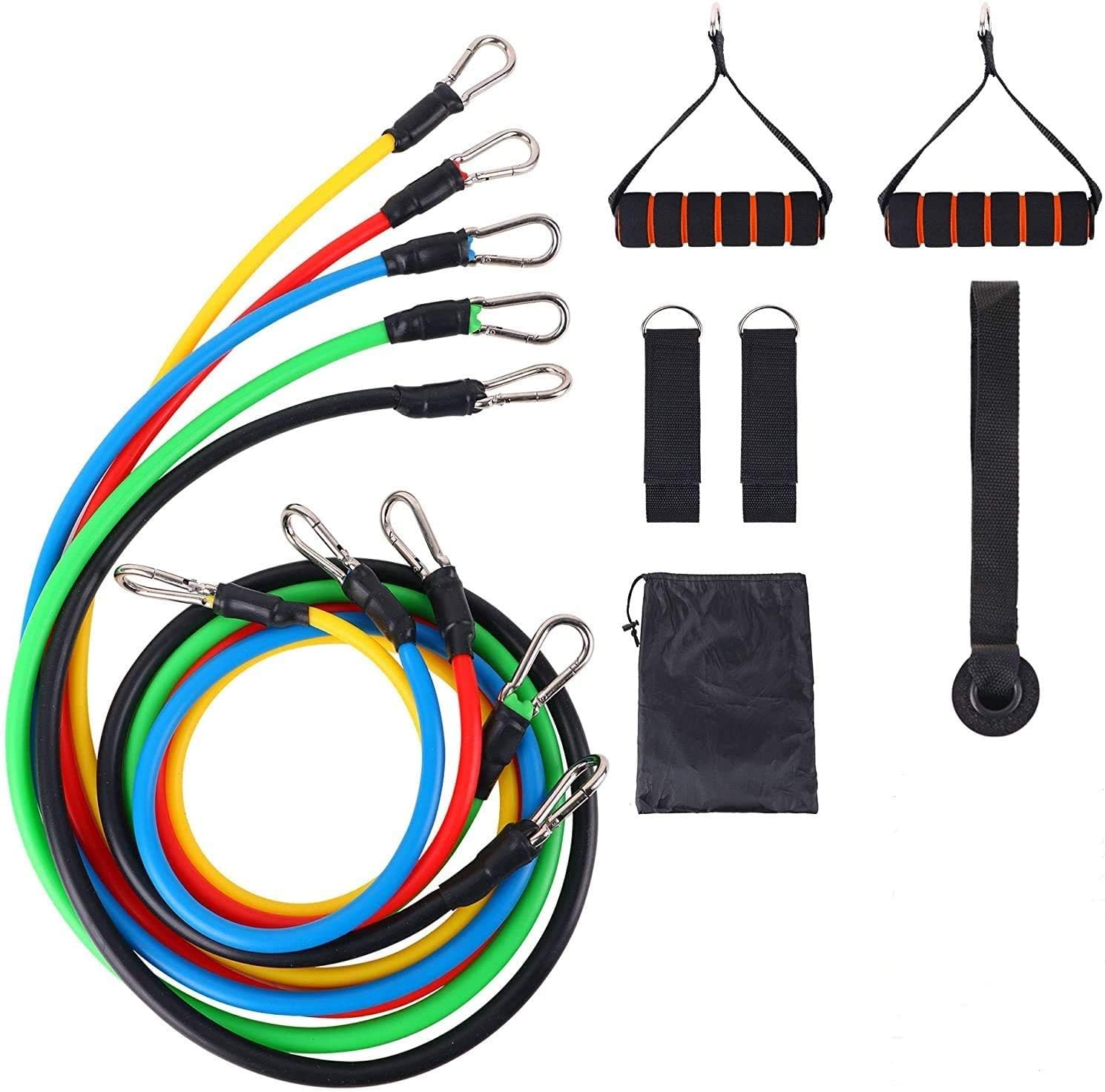 11Pcs Fitness Bands Set, Exercise Rally Rope Pull Indoor Sport Arm & Legs Strength Exercise Resistance Cords Pull Rope Multifunctional Training Equipment for Daily Exercise,Yoga,Pilates