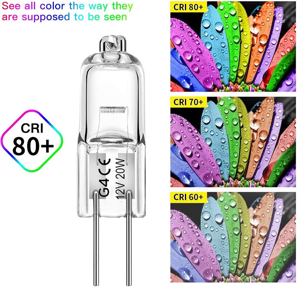 12 Pack Halogen Lamp Bulb G4 20 Watt 12 Volt Halogen Light Bulb Crystal