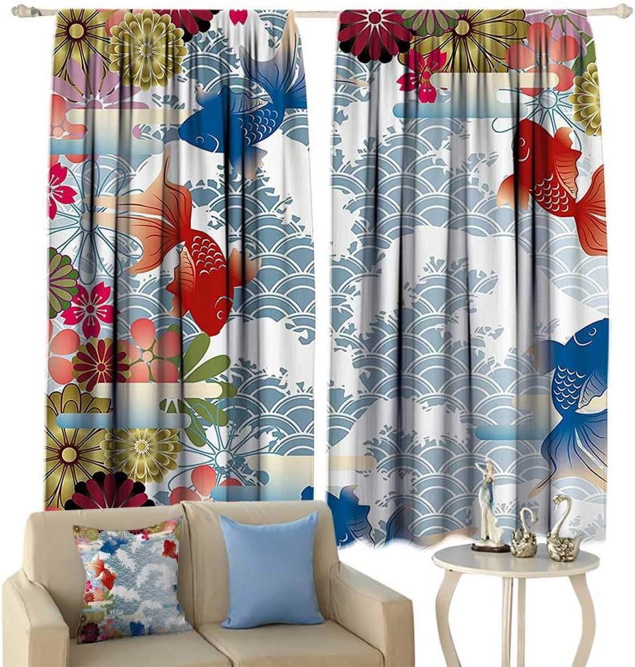 Bluexotic Floral Curtains, Traditional Japanese Style