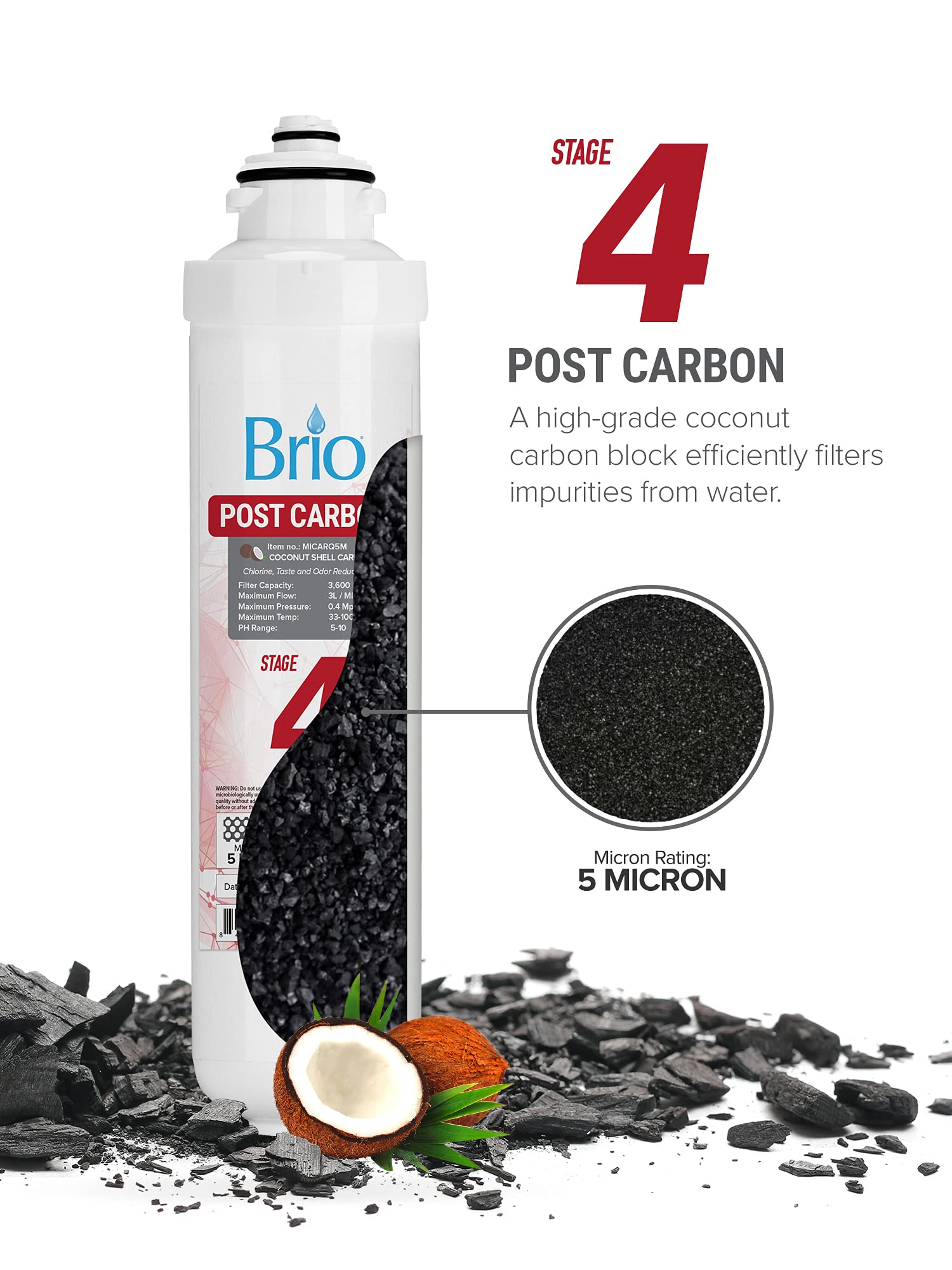 Brio Water Cooler Filter Replacement - Stage-4: Post Carbon Block - for Brio model CLPOUROSC420RO