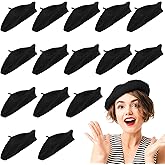 Honoson 15 Pieces Women Wool Beret Hat Wool French Beret Hat Artist Cap Winter Solid Color Cap for Women(Black)