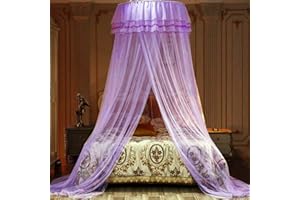 Jolitac Bed Canopy Lace Mosquito Net for Girls Beds, Unique Princess Play Tent Mesh Canopies Large Lace Dome Curtain Drapes Home & Travel (Purple)