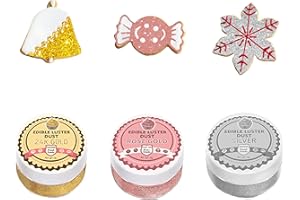 Edible Luster Dust 3 Colors, Pavador Food-Grade Metallic Glimmer Powder for Drink & Cake Baking Fondant, Chocolate Gluten Fre