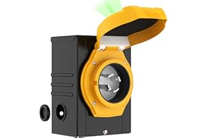 CircleRiver 30 Amp Generator Power Inlet Box Predrilled,NEMA L14-30P Inlet Box for 4 Prong Generator Cord, 125/250 Volt,7500 Watts with LED Power Indicator for Ourdoor Use Upgrade