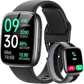 Fitpolo Smart Watch for Men Women,1.85" Ultra-Bright AMOLED Display,2 Bands | Fitness Tracker with Heart Rate/Sleep/SpO₂ Monitor,Make/Answer Calls,110+ Sports,3ATM Waterproof,iPhone &amp; Android Compatible