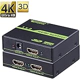 Tendak HDMI Splitter Box 4K x 2K Powered 1x2 HDMI Distributor 1 Input 2 Output HDMI Amplifier 2 Way HDMI Switcher Selector HDCP 1.4V 30Hz 3D Support for PS4 XBox360 Blu-ray DVD Virgin Set-top Box and More