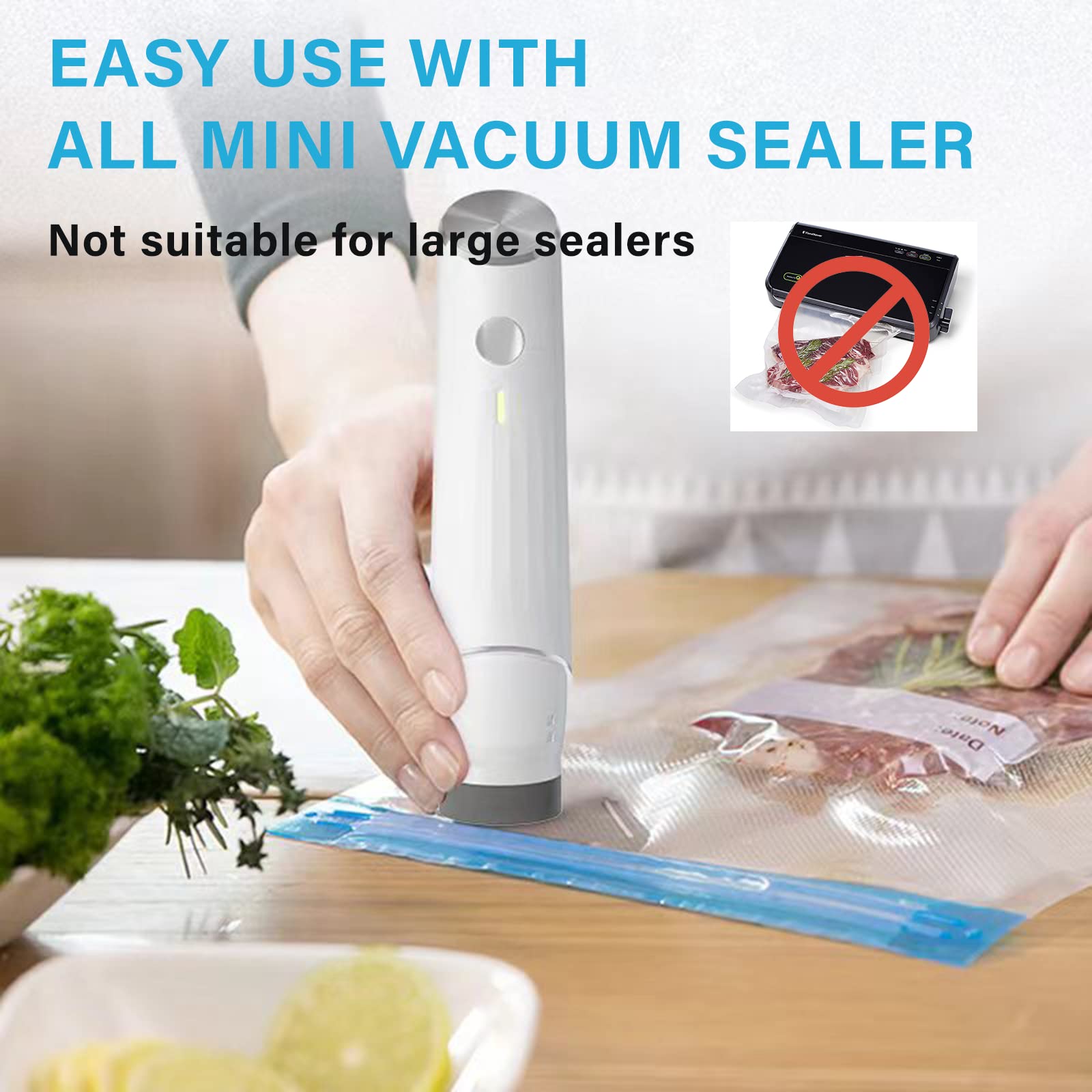 20 PCS Reusable Vacuum Sealer Bags for Food & Snack Storage, Meal Prep & Sous Vide, BPA Free Vacuum Zipper Bags, Freezer & Microwave Safe, 2 Sizes, 8