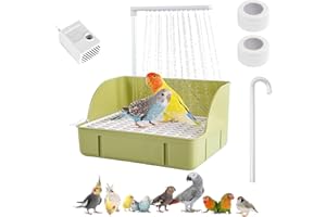 DINTSTYLE Parrot Bathtub Bird Automatic Bath Shower,Large Bird Shower Fountain Indoor Bathtub with Running Water, Contains USB and Pump,for Pet Birds, African Grey, Cockatiel, Conure, Budgie, Lovebird(Green)