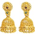 Traditional Indian Jhumka Earrings - 18k Gold Plated Handcrafted Temple Jewelry