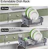 KINGRACK Extendable Dish Drainer Rack Stainless Steel Gray Kitchen view 3