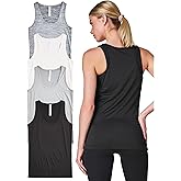 Ultra Performance Womens Athletic Workout Tank Tops 4 Pack Women's Running Shirts Casual Loose fit Gym Tanks for Women