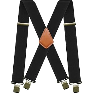 FENMEN Mens Heavy-Duty Suspender Adjustable X-Shaped 2Inch Wide