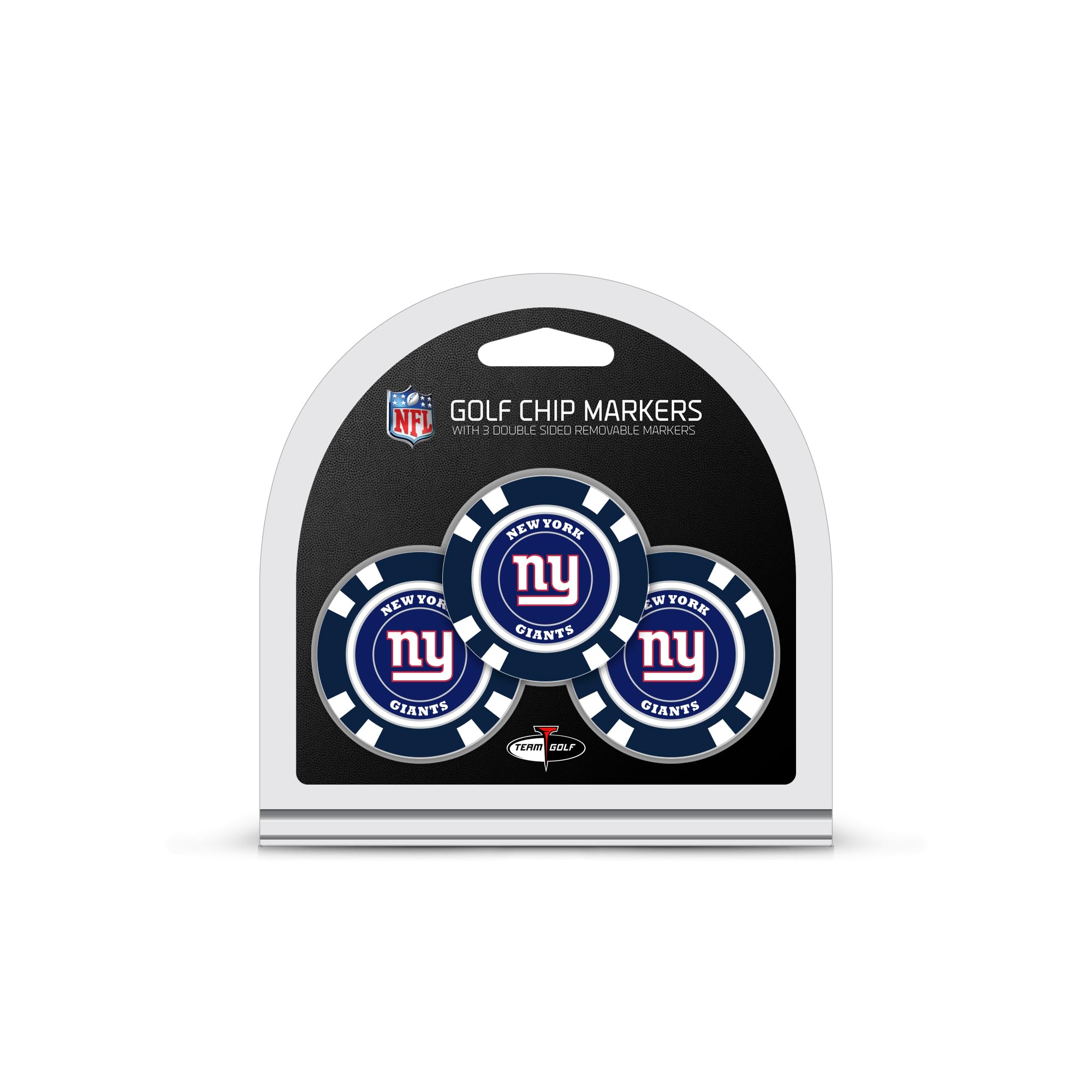 Team Golf NFL New York Giants 3 Pack Golf Chip Ball Markers, Poker Chip Size with Pop Out Smaller Double-Sided Enamel Markers